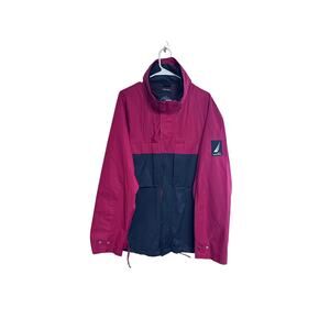 Nautica Vintage Color-Block Hooded Jacket Burgundy Navy XL